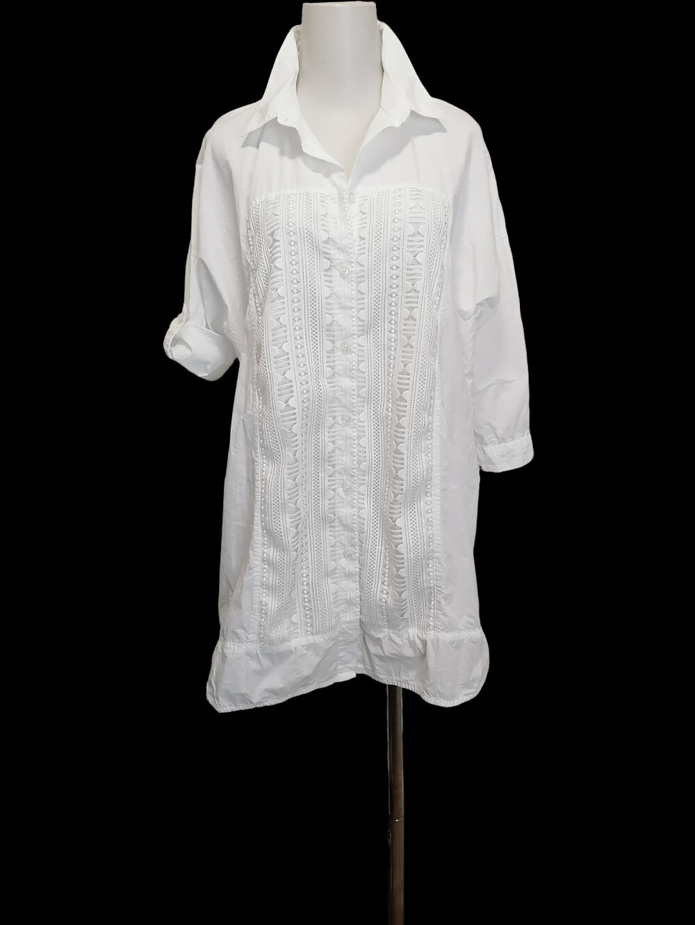 ☘️☘️White 100% Cotton Embroidered Longline Women’s Shirt or Shirt Dress